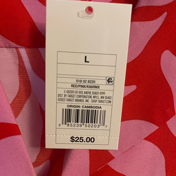 Pink and red Hawaiian print button up shirt. - Picture 4 of 5